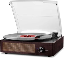 Bluetooth Vinyl Record Player,3-Speed Turntable with Stereo Speakers Vintage