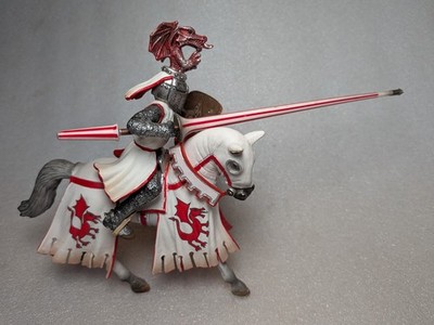 Schleich World of Knights White and Red Knight Jousting Action Figure 2005