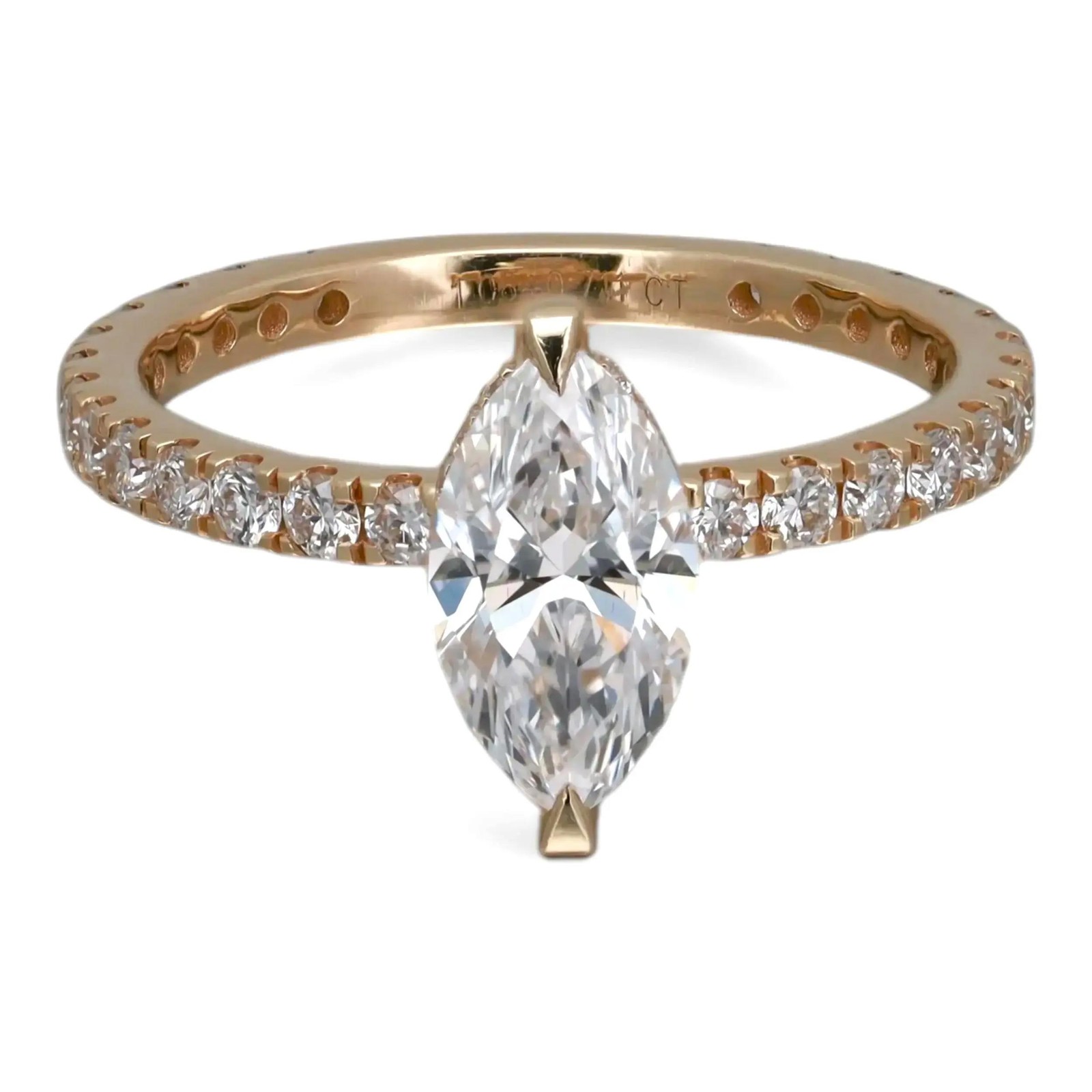 Marquise Lab Grown Diamond Hidden Halo Engagement Ring 1.77Ctw 14K Yellow Gold