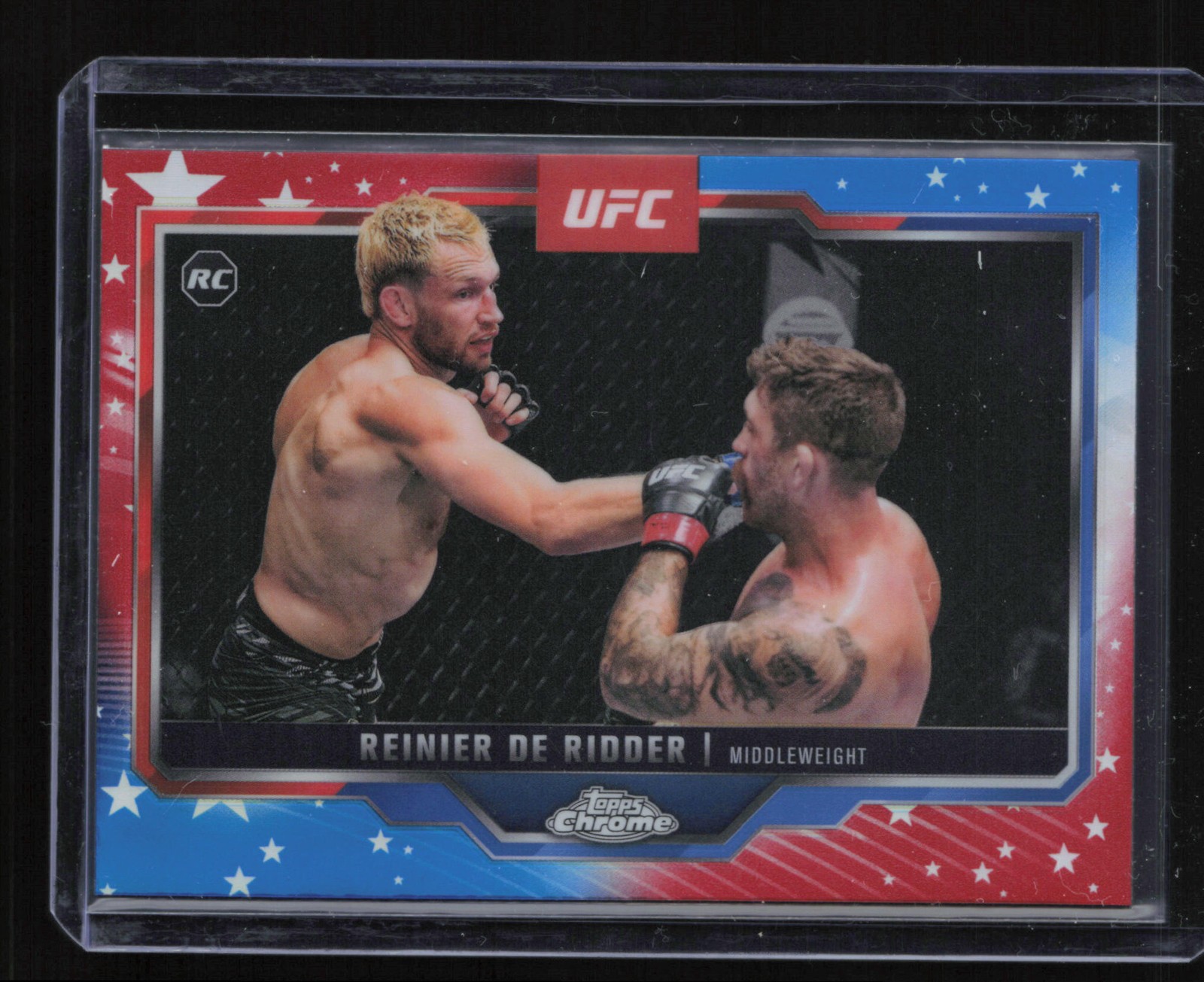 2025 Topps Chrome UFC Reinier De Ridder #185 Red & Blue Refractor