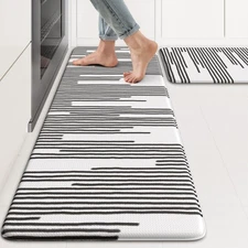 KIMODE Anti Fatigue Mats for Kitchen Floor 17"x47"+17"x29" Farmhouse Rugs Sets
