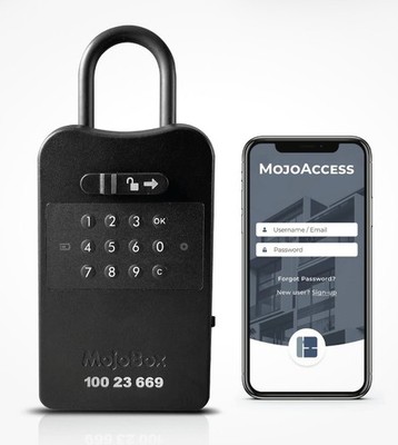 MojoBox, Digital Lockbox, Bluetooth Key iOS/Android App Black 