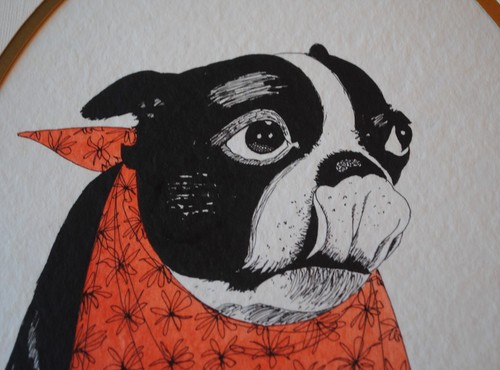 BOSTON TERRIER LOVABLE PAINTING WATER COLOR SIGNED 1986  11 X 14 - Picture 2 of 6