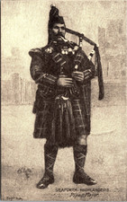 Scotland Seaforth Highlanders Pipe Major Raphael Tuck Unposted Postcard D65