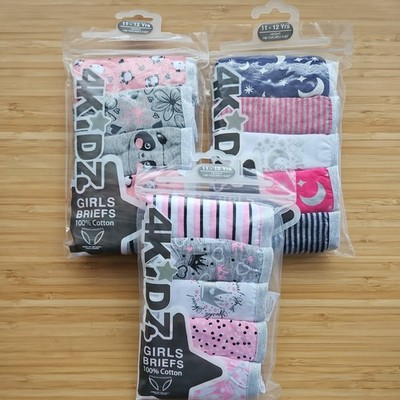 Mädchen Slips Unterwäsche 11-12 Jahre Baumwolle Paket Nagelneu Pandas Prinzessin Navy