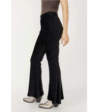 Free People so charming textured velvet pull on flare pant black size small