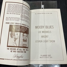 Fillmore East Concert Program - Bill Graham March 19-21, 1970 - Moody Blues
