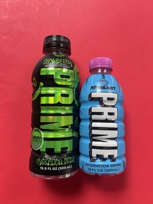 Prime Glowberry HOLO Ultra Rare 16.9oz & MR. BEAST 12oz Full Unopened Bottles 
