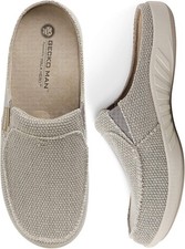 Mens Slippers with Arch Support, Canvas House Slipper for Men with Velvet Lining