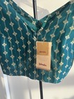 NWT Fabindia Teal & Gold Brocade Silk & cotton Saree Cropped Blouse V neck XL — photo 3