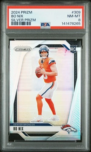 2024 PANINI PRIZM SILVER PRIZM #309 BO NIX ROOKIE RC PSA 8