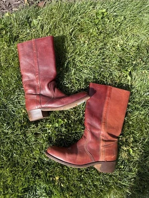 VTG Frye Campus Short Boots men 10M Red Oxblood Biker Square Toe Frye Vintage Campus 14L Boots | Brown Motorcycle Boots | Botablu main image 4