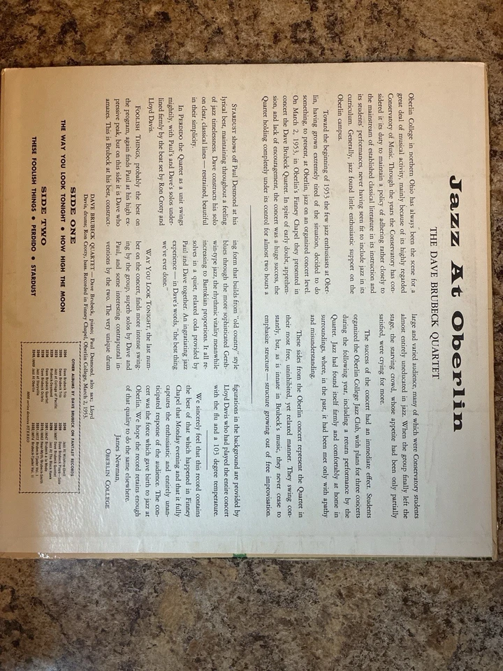 Dave Brubeck Quartet Jazz Oberlin Fantasy 3245 RED VINYL 1953 Paul Desmond VG+ - Image 4 of 4