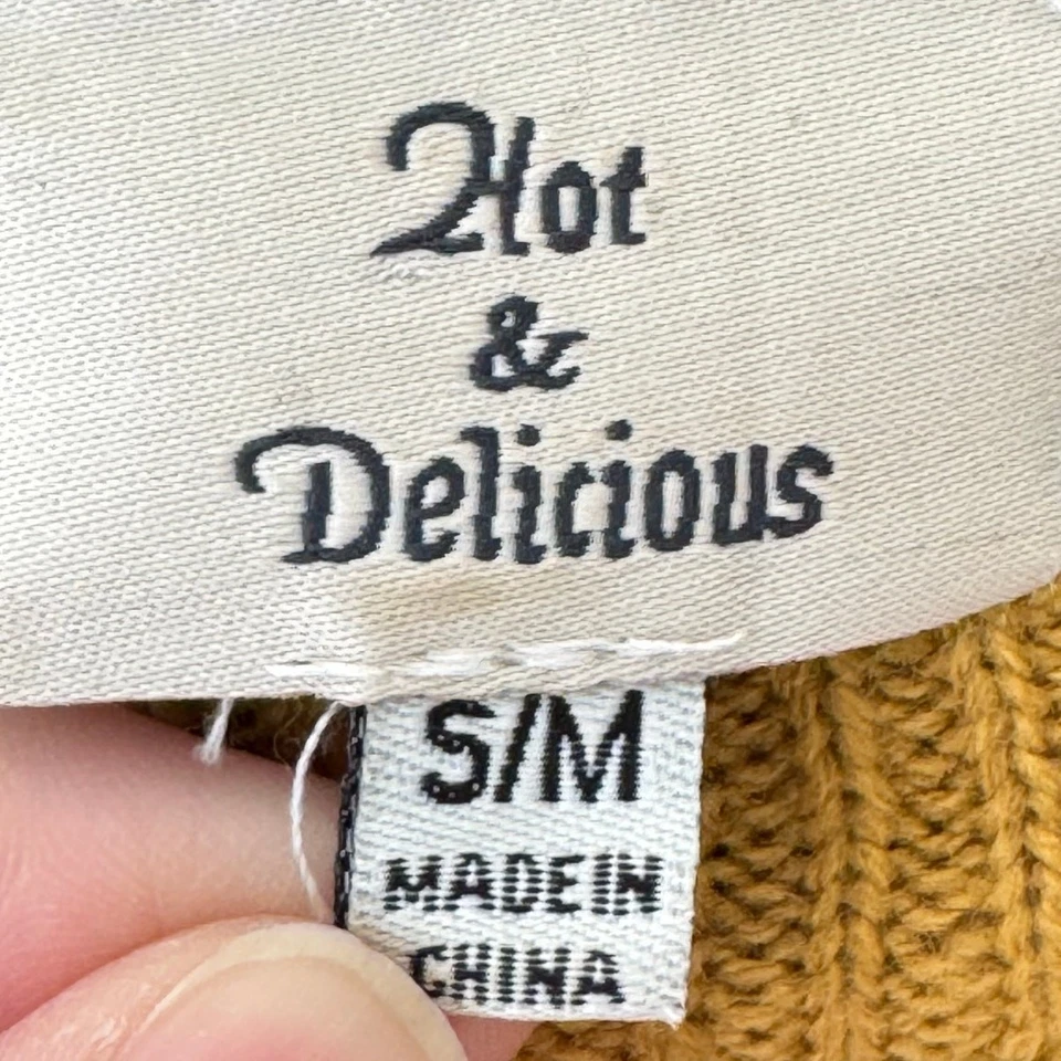 Hot & Delicious Womens Sweater Size S M Owl Mustard Yellow Pink All Over Print - Image 2 of 4