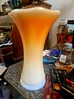 IMPERIAL MARIGOLD OVER MILK GLASS SMOOTH PANELS 6"VASE 2.5" BASE