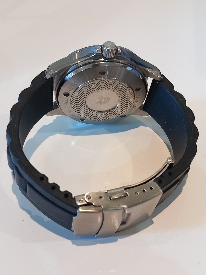 RARE ALPHA PLANET OCEAN BLACK RED BEZEL BLUE DIAL AUTOMATIC WATCH | eBay.de