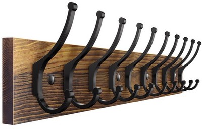 32.3 Wooden Coat Rack Wall Mount, Rustic Coat Hooks Wall Mounted, 2 ...