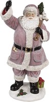 Clayre & Eef Weihnachtsmann Figur Rosa 43 Cm Polyresin Weihnachtsdekoration