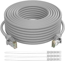 Cat 6 Ethernet Cable 40 Ft-Gray, High Speed Long Internet Network Cable