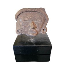 Pre-Columbian Vericruz Teotihuacan Pottery Head Fragment Mounted