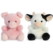 Aurora® Palm Pals™ Farm Duo 5" Inch Plush Set Sweetie Cow & Wizard Pig