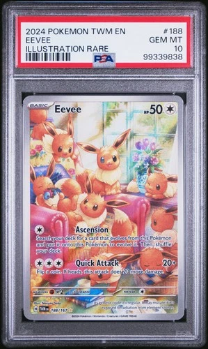 2024 POKEMON TWM EN-TWILIGHT MASQUERADE ILLUSTRATION RARE #188 EEVEE PSA 10