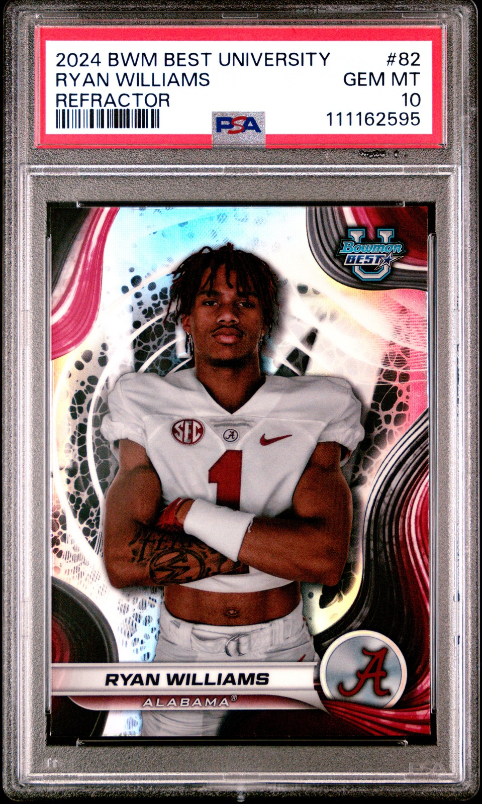 Ryan Williams 2024 Bowman Best University #82 Base Refractor PSA 10