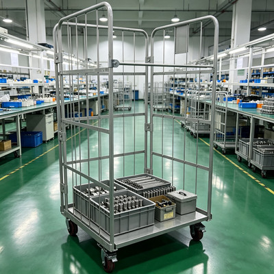 Heavy Duty Foldable Warehouse Logistics Trolley 500kg Steel Rolling Storage Cart