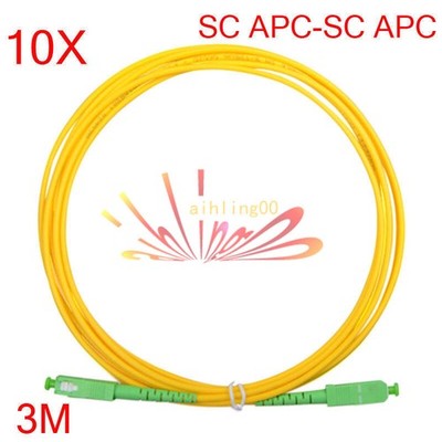 10PCS SC/APC 3M SC/APC 3.0mm Jumper Simplex Mode Fiber Optic Patch Cord Cable