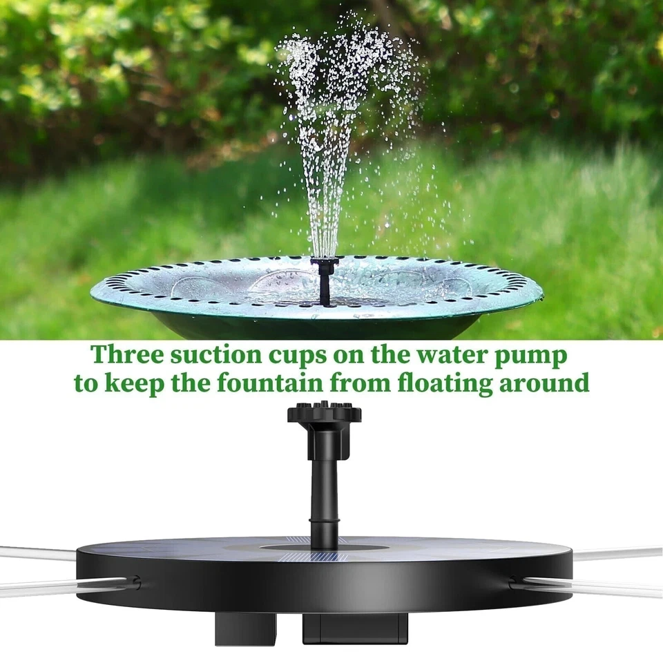 Solar Power Fountain Submersible Floating Water Pump Bird Bath Pond Garden Decor