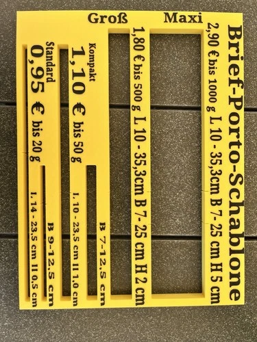 DHL Briefschablone Postschablone Portoschablone Messschablone Warensendung 2025