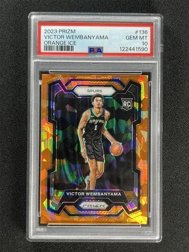 2023-24 Panini Prizm Victor Wembanyama #136 Orange Ice Rookie RC PSA 10 Mt &7101