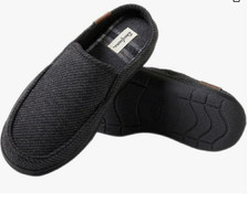 Dearfoams Men's Memory Foam Clog Slippers in Black- Large 11-12