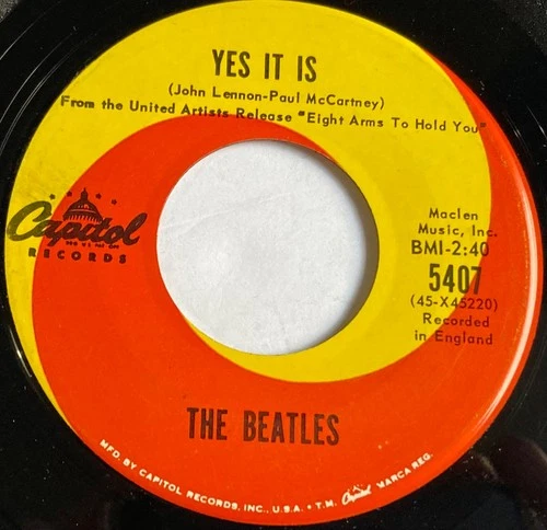 Beatles Ticket To Ride 1965 RCA Printing THIN PRINT 45 + Capitol sleeve EX