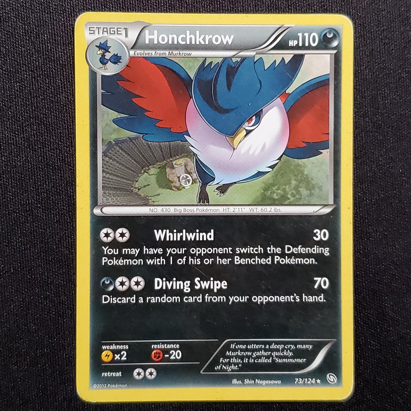 Honchkrow 73/124 Rare Dragons Exalted Pokemon Damaged