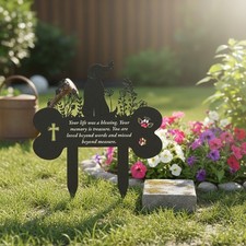 Grave Markers for Cemetery for Dog, Metal Grave Markers Yard Memorial Pet Dog