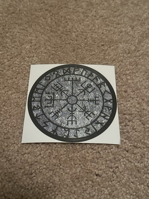 #ad Viking Vegvisir Compass Norse Rune Decal Sticker 3.15” Black Symbol Protection $1.09