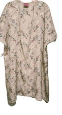 Vintage Sleep Solution Satin Robe Women's L Ivory Floral Short Lace Trim