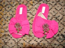 Women's New Goldtoe Slippers Pink w/ Bow Flower Size 8