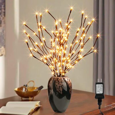 Lighted Willow Branches 30Inch 120 LED Twig Lights, 6PK Tree Branch Pathway Ligh
