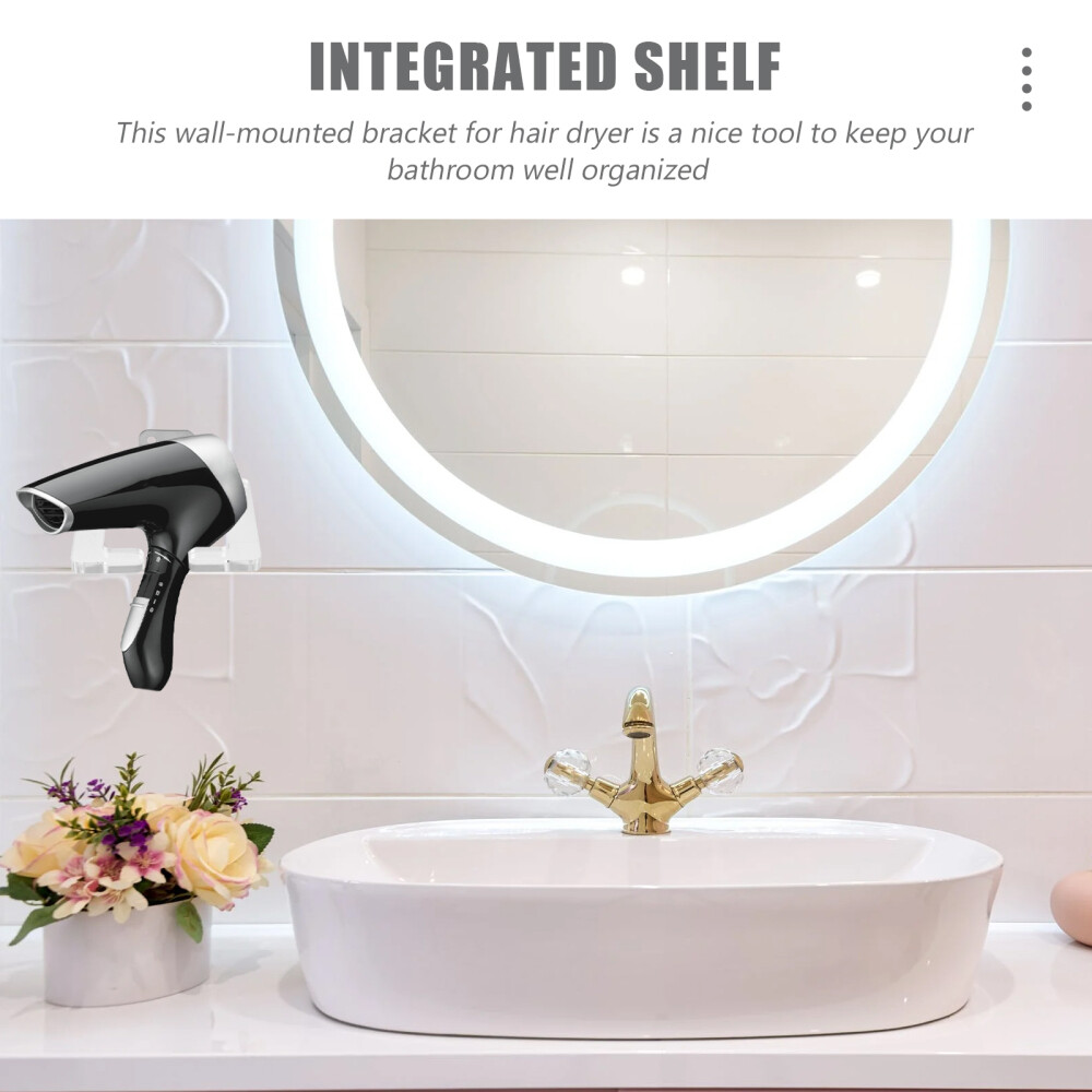 2 Pcs Bathroom Accessory Hair Blow Dryer Rack Fan Hanger Holder Shelf