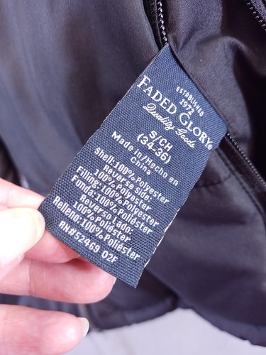 Faded Glory jacket Men S black Reversible puffer Fleece full zip Adult coat - Picture 3 of 15