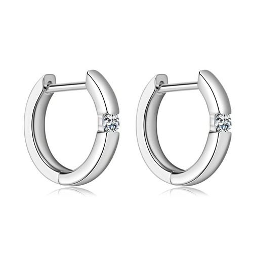 Moissanite Hoop Earrings for Women Sterling Silver 925 Solitaire Round Cut 2.5mm - Picture 17 of 22