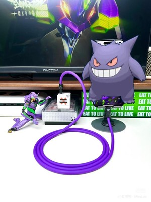 Gengar Neon Purple Ultra-Soft Liquid Silicone 45W Fast Charging Cable iPhone