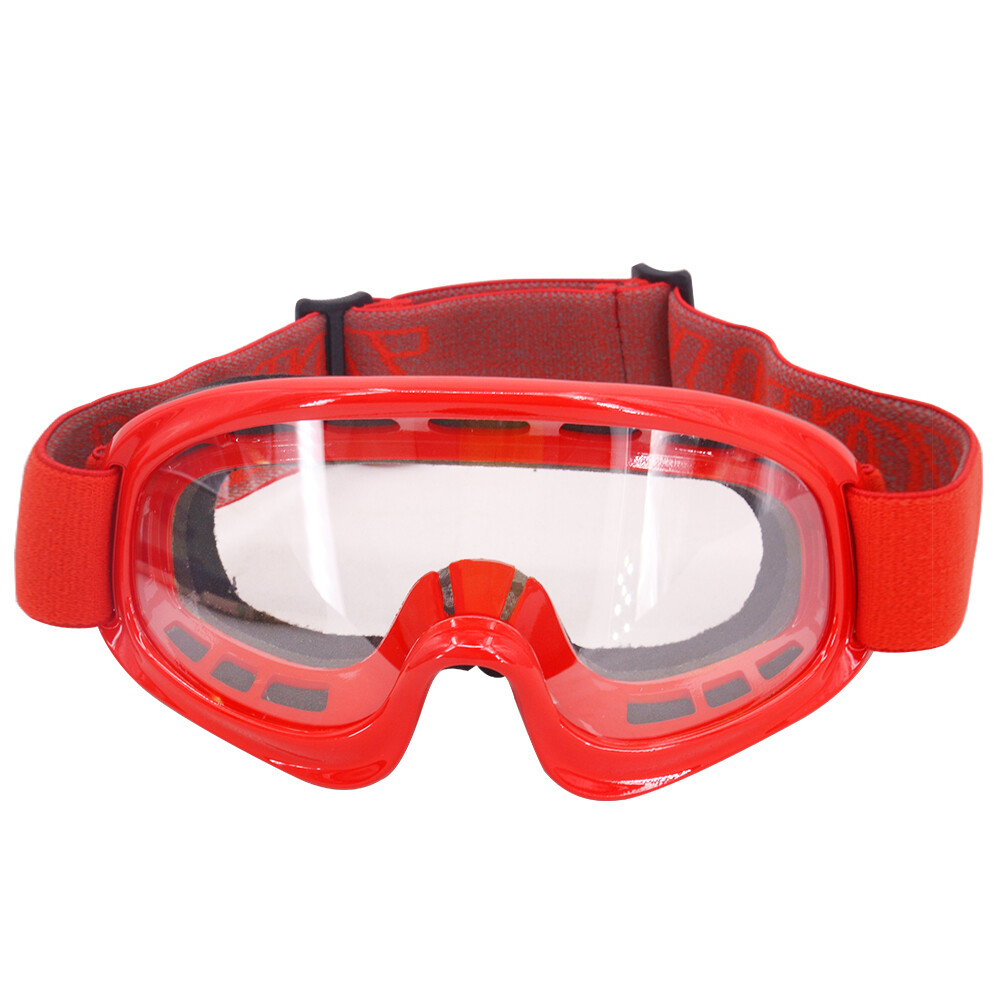 ZORAX Kids Motocross Goggles MTB Quad Bike Motorbike RED Frame Clear Lens