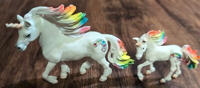 Schleich Bayala Rainbow Unicorn Family Mare, Foal Fantasy Figure 