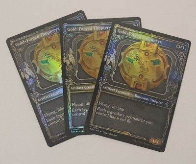 MTG 3X MOM Aftermath *FOIL* SHOWCASE U Gold-Forged Thopteryx #0081