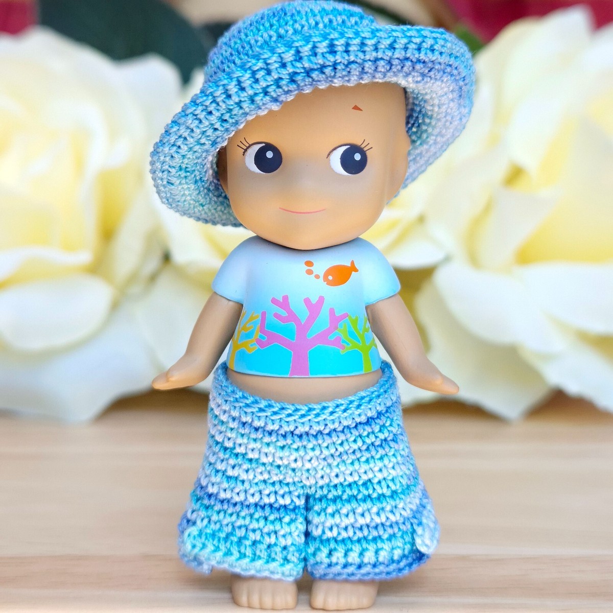 Authentic] 🐋Blue Whale Sonny Angel 2018 – Hat + Flower Sun Hat