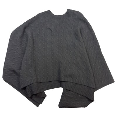 Ralph Lauren Poncho Cardigan Women's S/M Black Wool Cable Knit Cashmere  Pullover