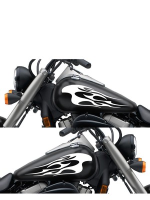 FGD Flame Motorcycle Gas Tank Decal / Sticker Set of 2 13'' x 5.5'' Flm244